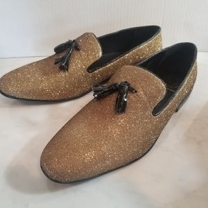 NWOT Kurt Geiger Mens Metallic Gold Loafers 10
